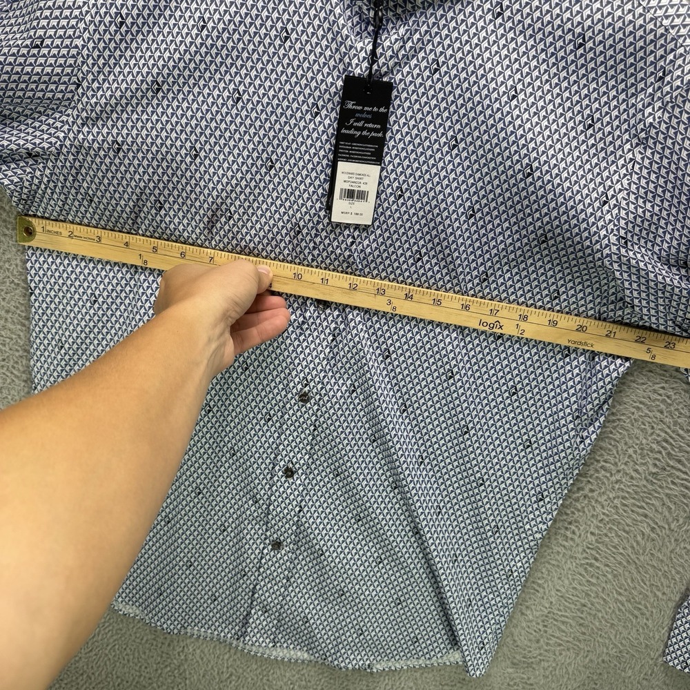 Greyson Dress Shirt Mens Large Blue Woodward Diamonds All Day Button Down NWT - Picture 13 of 15